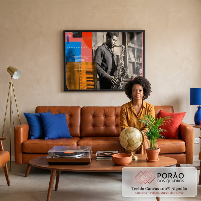 Quadro Decorativo Essência do Jazz Vibrante em sala de estar moderna - quadros decorativos para sala