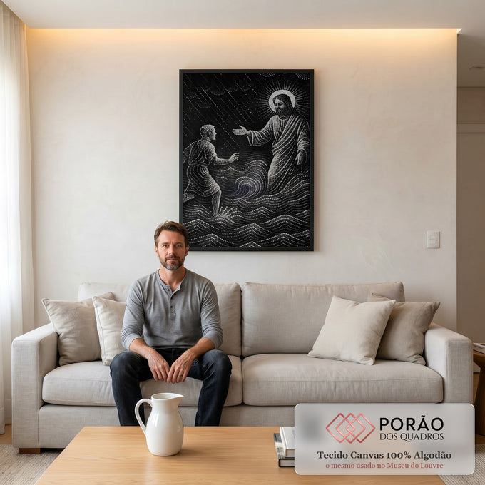 Quadro Decorativo Onda de Esperança Espiritual em sala de estar moderna - quadros decorativos para sala
