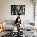 Quadro Decorativo Rostos Estilizados em Preto e Branco em sala de estar moderna - quadros decorativos para sala