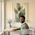 Quadro Decorativo Minimalista Folhas Verdes em escritorio moderno - quadros decorativos para sala