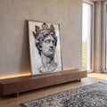 Quadro Decorativo Busto Clássico com Coroa Dourada em ambiente decorado - quadros decorativos para sala