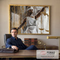 Quadro Decorativo Justiça com Elegância e Força em escritorio moderno - quadros decorativos para sala