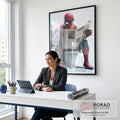 Quadro Decorativo Inusitado: Homem Aranha em Pausa em escritorio moderno - quadros decorativos para sala