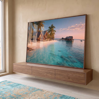 Quadro Decorativo Tropical Sereno em ambiente decorado - quadros decorativos para sala