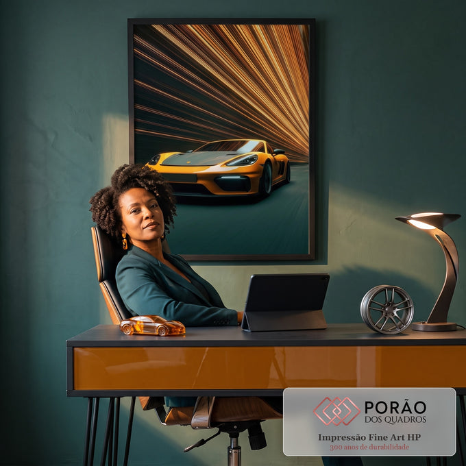Quadro Decorativo Carro Adrenalina em Movimento em escritorio moderno - quadros decorativos para sala