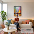 Quadro Decorativo Cidade em Movimento em sala de estar moderna - quadros decorativos para sala