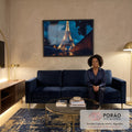 Quadro Decorativo Magnífico da Torre Eiffel Arte Elegante em sala de estar moderna - quadros decorativos para sala