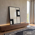 Quadro Decorativo: Encanto Geométrico em Preto e Branco em ambiente decorado - quadros decorativos para sala