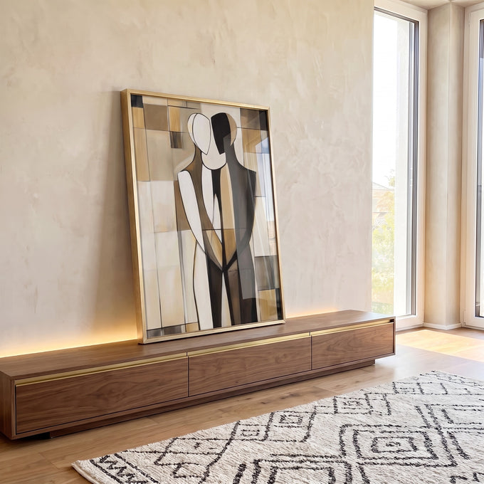 Quadro Decorativo Abstrato Casal em ambiente decorado - quadros decorativos para sala