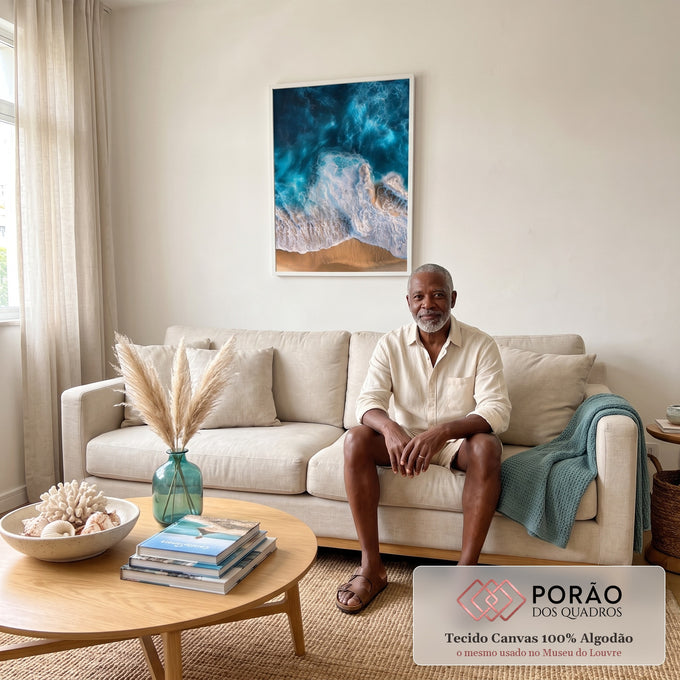 Quadro Decorativo Praia Serene em sala de estar moderna - quadros decorativos para sala