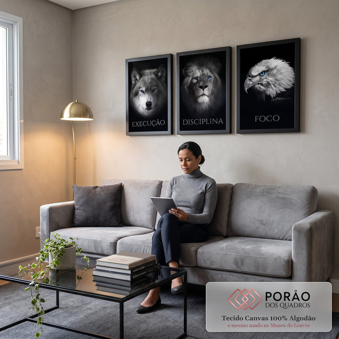 Quadro Decorativo Foco, Execução e Disciplina: Transforme Seu Ambiente em sala de estar moderna - quadros decorativos para sala