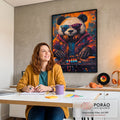 Quadro Decorativo Panda DJ Colorido em escritorio moderno - quadros decorativos para sala