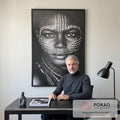 Quadro Decorativo Retrato Intenso em escritorio moderno - quadros decorativos para sala