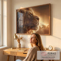 Quadro Decorativo Majestade do Leão em escritorio moderno - quadros decorativos para sala