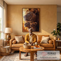 Quadro Decorativo Leões Profundidade da Família em sala de estar moderna - quadros decorativos para sala