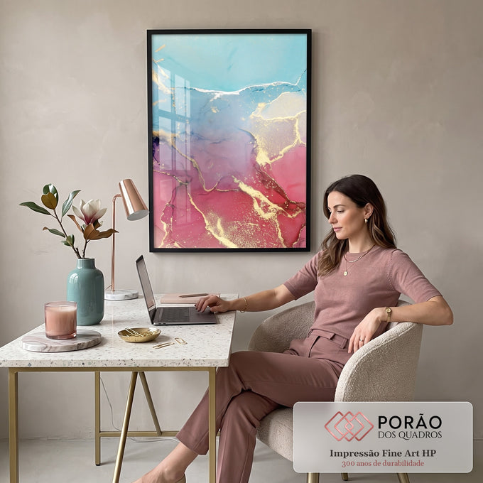 Quadro Decorativo Abstrato Colors: Toque de Magia em escritorio moderno - quadros decorativos para sala