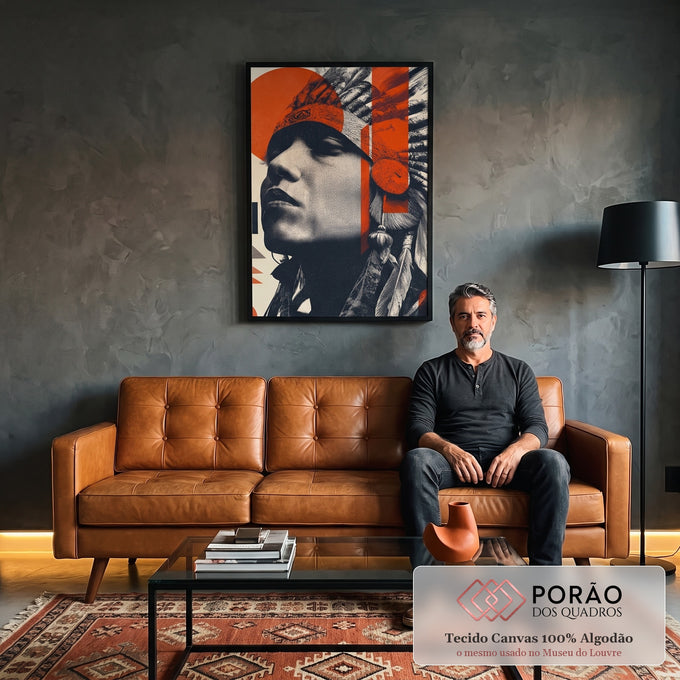 Quadro Decorativo Indígena Moderno em sala de estar moderna - quadros decorativos para sala