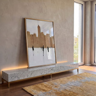 Quadro Decorativo Encanto Invernal na Cidade: Beleza Única em ambiente decorado - quadros decorativos para sala