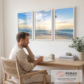 Quadro Decorativo Acalmante Pôr do Sol e Gaivotas em escritorio moderno - quadros decorativos para sala