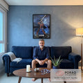 Quadro Decorativo Guerreiro Ogum ao Luar - Imponência Noturna em sala de estar moderna - quadros decorativos para sala