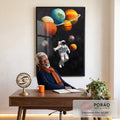 Quadro Decorativo Astronauta com Sistema Solar: Arte Espacial em Canvas em escritorio moderno - quadros decorativos para sala