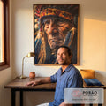 Quadro Decorativo - O Líder Indígena em Arte em escritorio moderno - quadros decorativos para sala