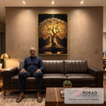 Quadro Decorativo Raízes de Ouro: Luxo e Tradição em sala de estar moderna - quadros decorativos para sala