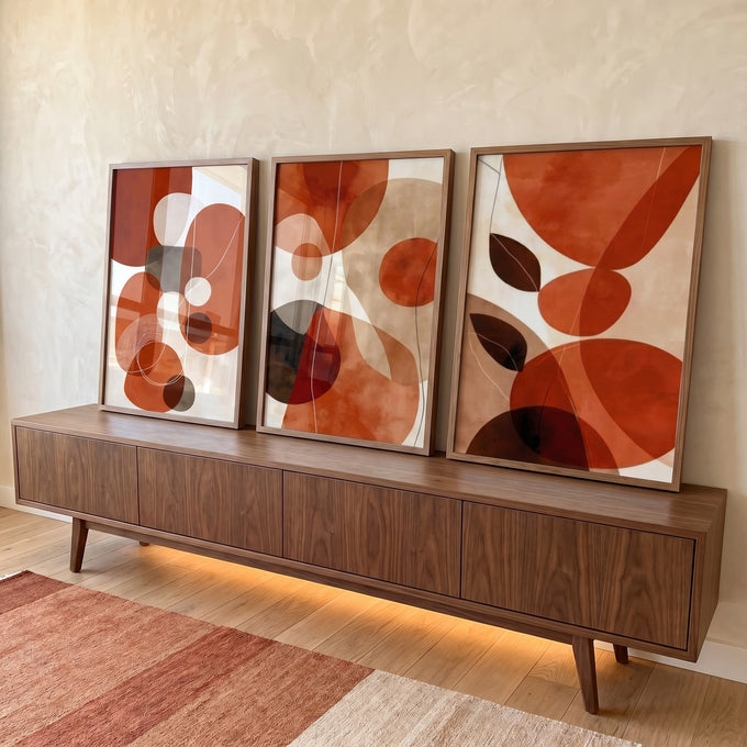 Quadro Decorativo Harmonia Quente em ambiente decorado - quadros decorativos para sala