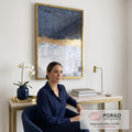 Quadro Decorativo Abstração em Azul e Dourado: Sua Casa com Alma em escritorio moderno - quadros decorativos para sala