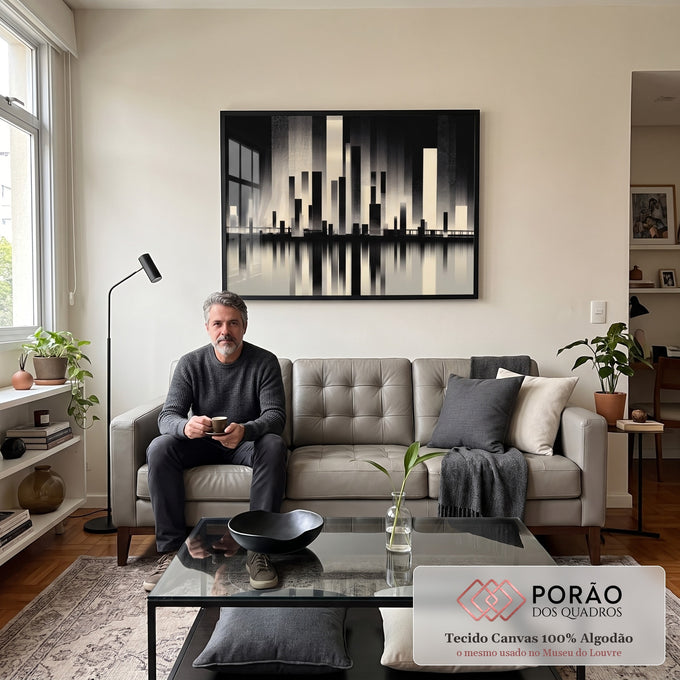 Quadro Decorativo Urbano Moderna em sala de estar moderna - quadros decorativos para sala