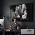 Quadro Decorativo Olhar Selvagem: Essência de Força e Nobreza em escritorio moderno - quadros decorativos para sala