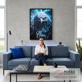Quadro Decorativo Águia Foco Azul - Sofisticação e Estilo para Seu Ambiente em sala de estar moderna - quadros decorativos para sala