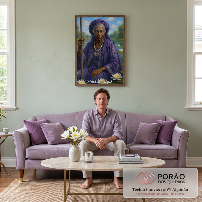 Quadro Decorativo Orixá Nanã: Sabedoria Ancestral em sala de estar moderna - quadros decorativos para sala