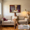 Quadro Decorativo: Luz de Fé - Sublime Cena de Jesus em sala de estar moderna - quadros decorativos para sala