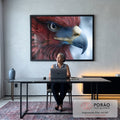 Quadro Decorativo Impactante: O Foco do Falcão em escritorio moderno - quadros decorativos para sala