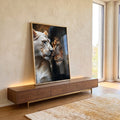 Quadro Decorativo Casal de Leões Força e Pureza em Harmonia em ambiente decorado - quadros decorativos para sala