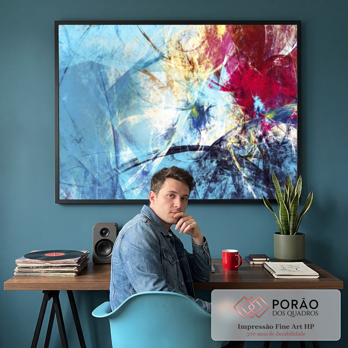 Quadro Decorativo: Explosão Geométrica - Transforme Seu Espaço em escritorio moderno - quadros decorativos para sala