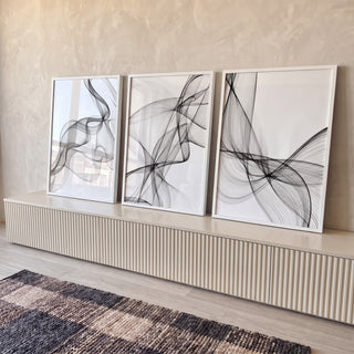 Quadro Decorativo: Elegância Abstrata Preto e Branco em ambiente decorado - quadros decorativos para sala