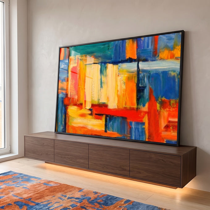 Quadro Decorativo O Encanto do Abstrato: Uma Jornada Visual em ambiente decorado - quadros decorativos para sala