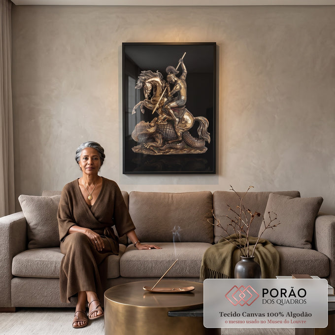 Quadro Decorativo São Jorge - Arte em Canvas Premium para sua Decoração em sala de estar moderna - quadros decorativos para sala