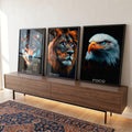 Quadro Decorativo Trio Inspirador Execução, Foco e Disciplina em ambiente decorado - quadros decorativos para sala