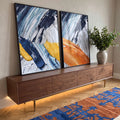 Quadro Decorativo: Explosão de Cores ? Toque Único em ambiente decorado - quadros decorativos para sala