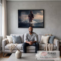 Quadro Decorativo Reflexão Divina: Toque de Fé e Cor em sala de estar moderna - quadros decorativos para sala