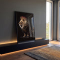Quadro Decorativo Majestoso Leão com Coroa - Estilo e Sofisticação para sua Decoração em ambiente decorado - quadros decorativos para sala