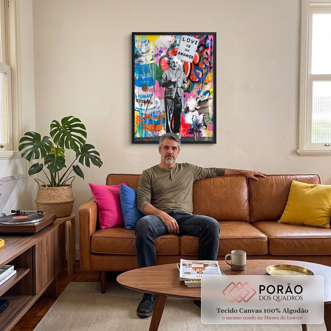 Quadro Decorativo: Inspiração e Amor em Cores Vibrantes em sala de estar moderna - quadros decorativos para sala