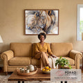 Quadro Decorativo Leões Amor e Proteção em sala de estar moderna - quadros decorativos para sala