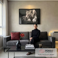 Quadro Decorativo Olhar Selvagem: Essência de Força e Nobreza em sala de estar moderna - quadros decorativos para sala