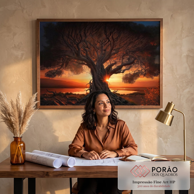 Quadro Decorativo Tranquilidade ao Anoitecer: Refúgio Sereno em escritorio moderno - quadros decorativos para sala