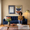 Quadro Decorativo Inspiração Moderna: Azul, Bege e Marrom em sala de estar moderna - quadros decorativos para sala