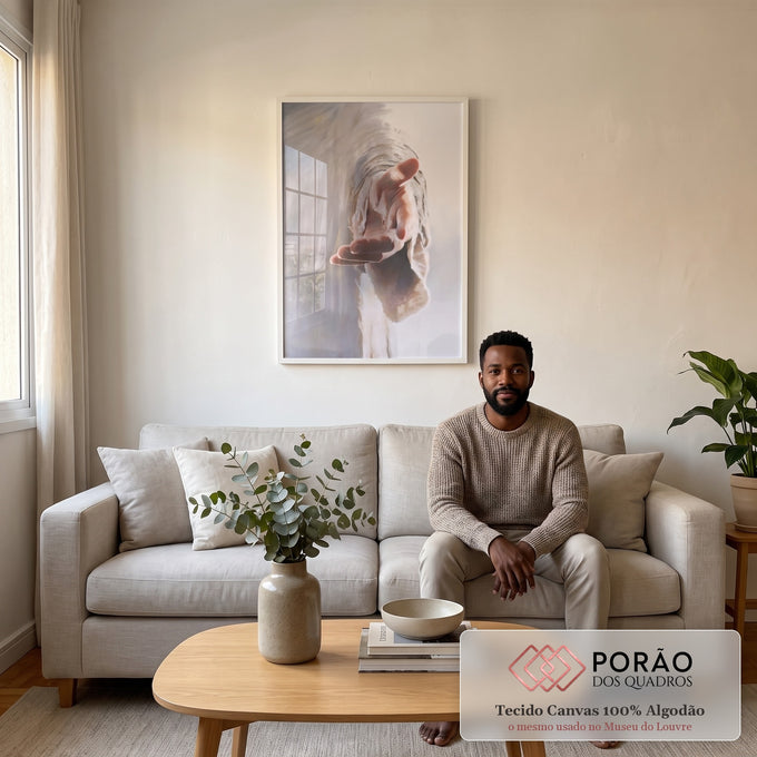 Quadro Decorativo Mãos de Esperança - Toque Emocional Único em sala de estar moderna - quadros decorativos para sala